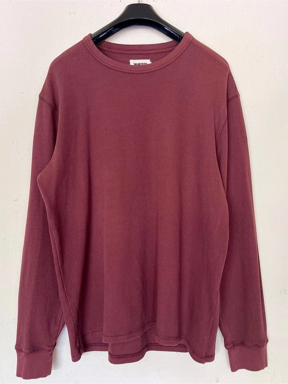 Taylor Stitch The Organic Cotton Waffle Crew Sweatshirt Purple Medium